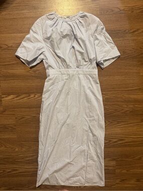 Jeana Sohn Light Blue Pinstripe Midi Dress